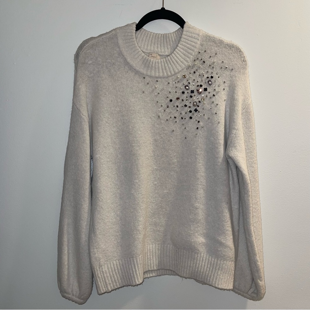 A New Day - Gray Bejeweled Sweater